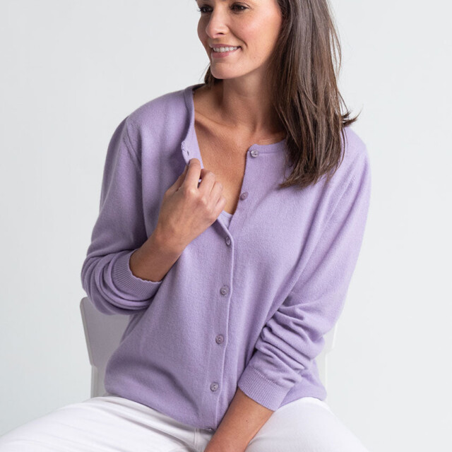 Maison Solfin - Cardigan femme en cachemire violet délicat – 50