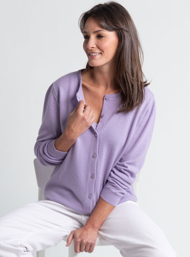 Maison Solfin - Cardigan femme en cachemire violet délicat – 50