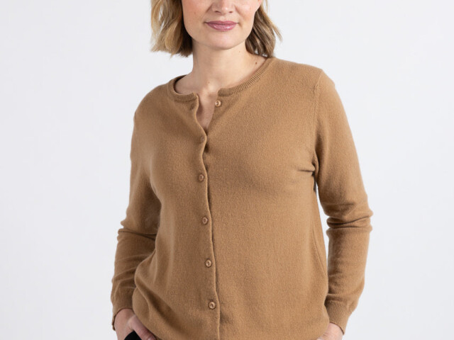 Maison Solfin - Cardigan femme en cachemire beige cuivre – 50