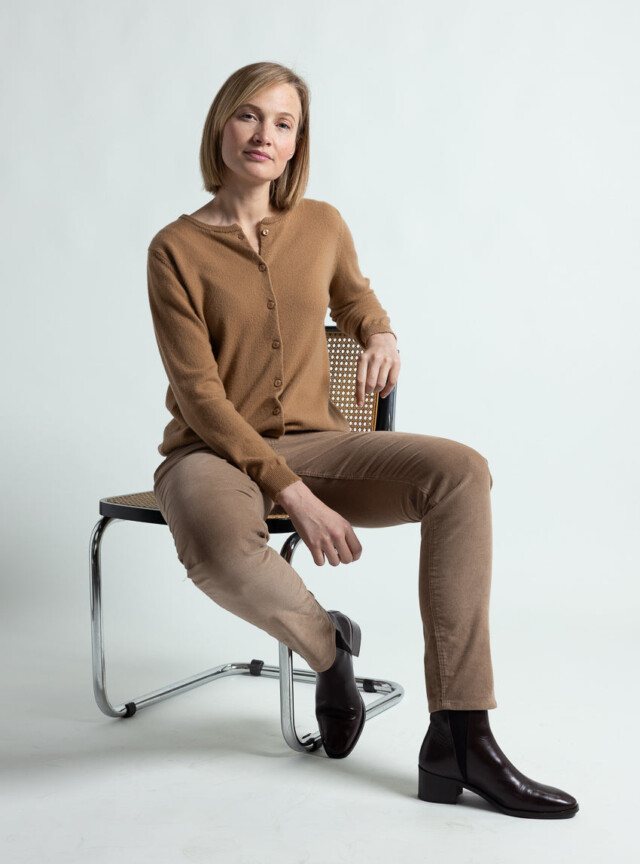 Maison Solfin - Cardigan femme en cachemire beige cuivre – 50
