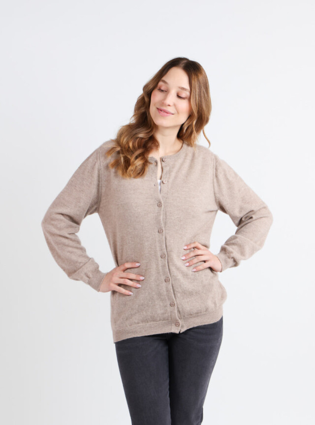 Maison Solfin - Cardigan femme en cachemire beige taupe – 50