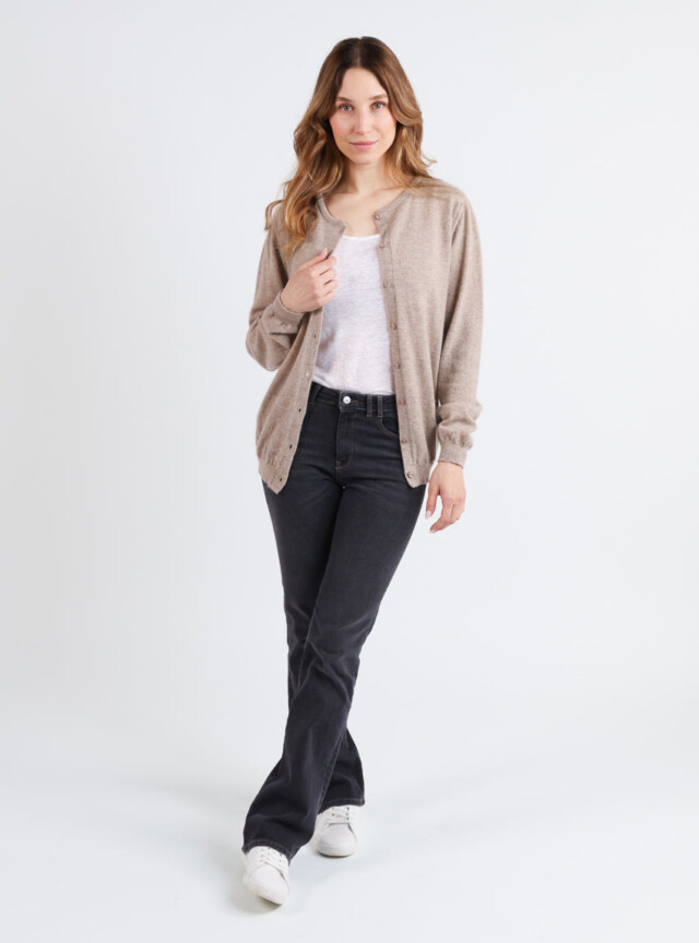 Maison Solfin - Cardigan femme en cachemire beige taupe – 50