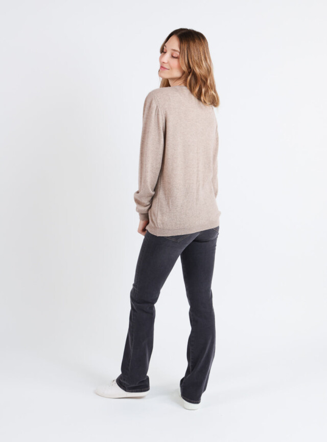 Maison Solfin - Cardigan femme en cachemire beige taupe – 50