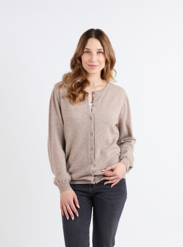 MAISON SOLFIN - Cardigan femme en cachemire beige taupe