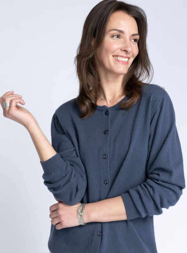 Maison Solfin - Cardigan femme en cachemire gris cendré – 46