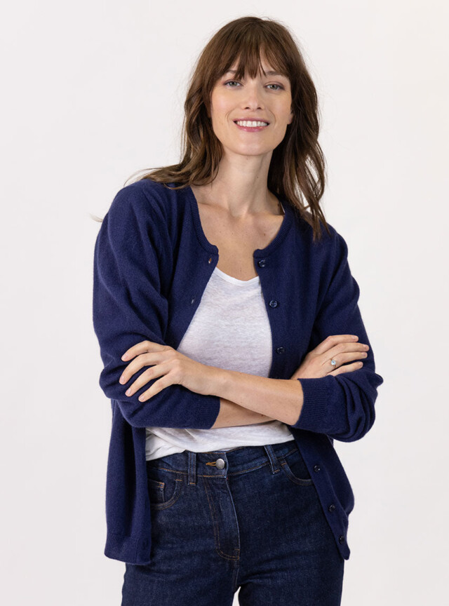 Maison Solfin - Cardigan femme en cachemire marine chic – 48