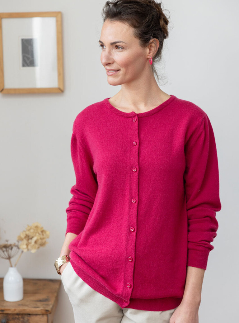 Maison Solfin - Cardigan femme en cachemire rose – 46