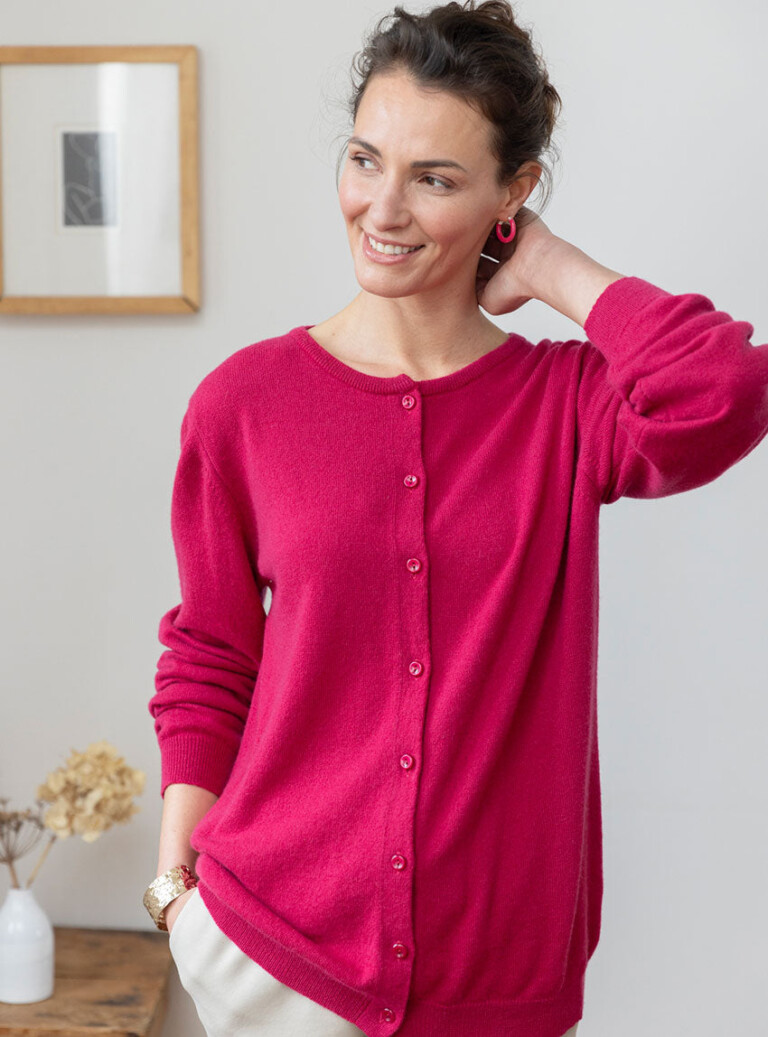Maison Solfin - Cardigan femme en cachemire rose – 46