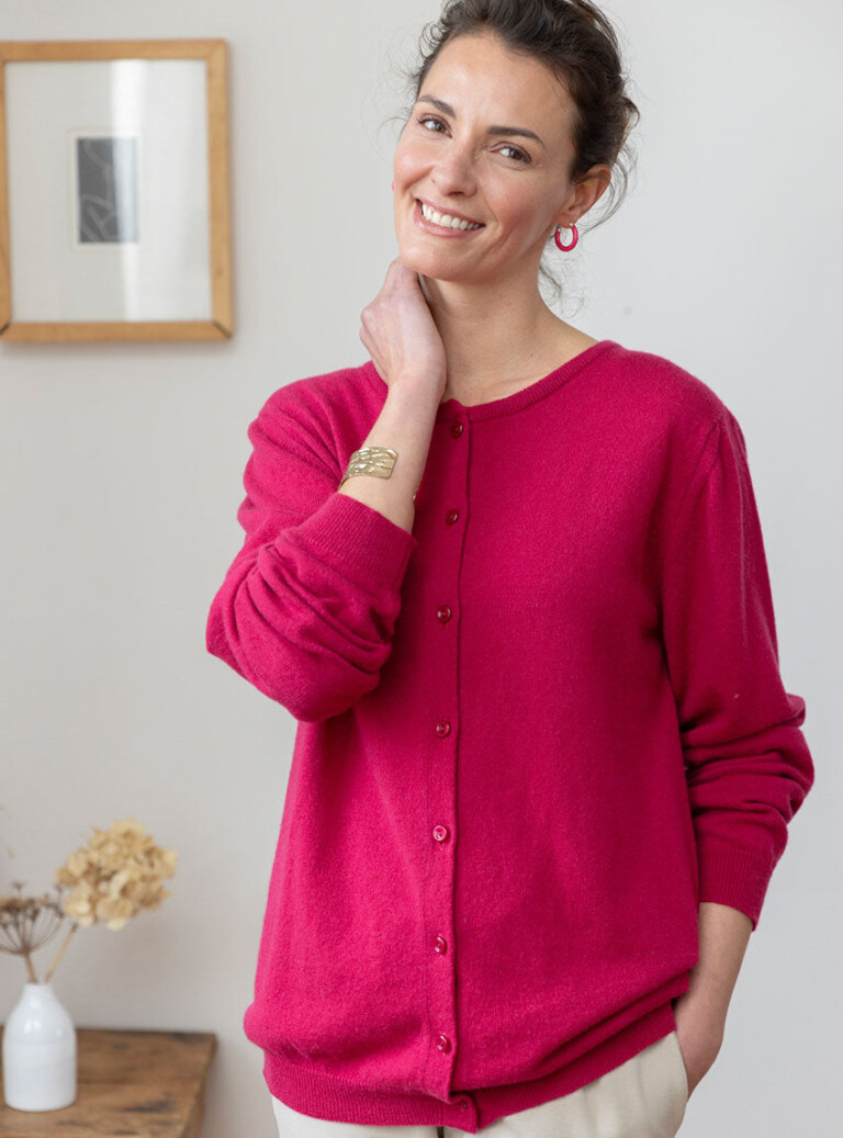 Maison Solfin - Cardigan femme en cachemire rose – 46
