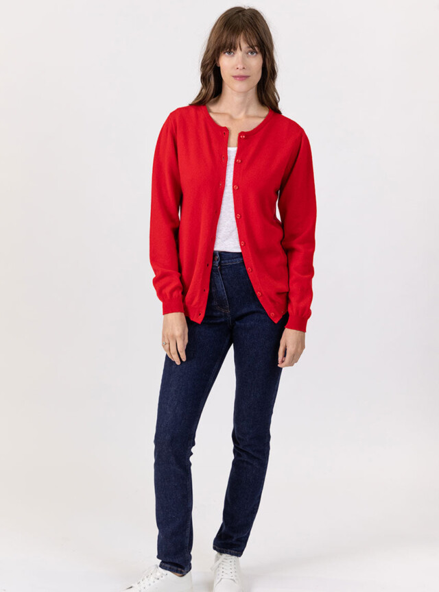 Maison Solfin - Cardigan femme en cachemire rouge – 50