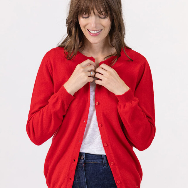 Maison Solfin - Cardigan femme en cachemire rouge – 50