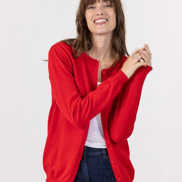 Maison Solfin - Cardigan femme en cachemire rouge – 50