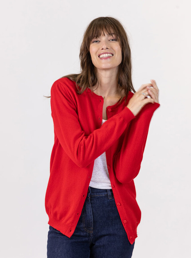 Maison Solfin - Cardigan femme en cachemire rouge – 50