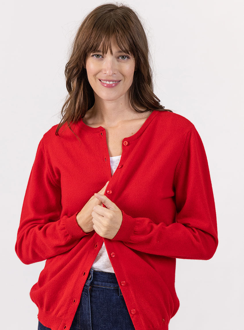 5747 rouge cerise 15 Maison Solfin - Cardigan femme en cachemire rouge – 50