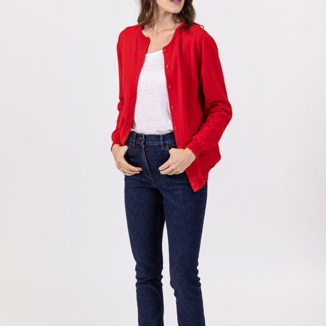 Maison Solfin - Cardigan femme en cachemire rouge – 50