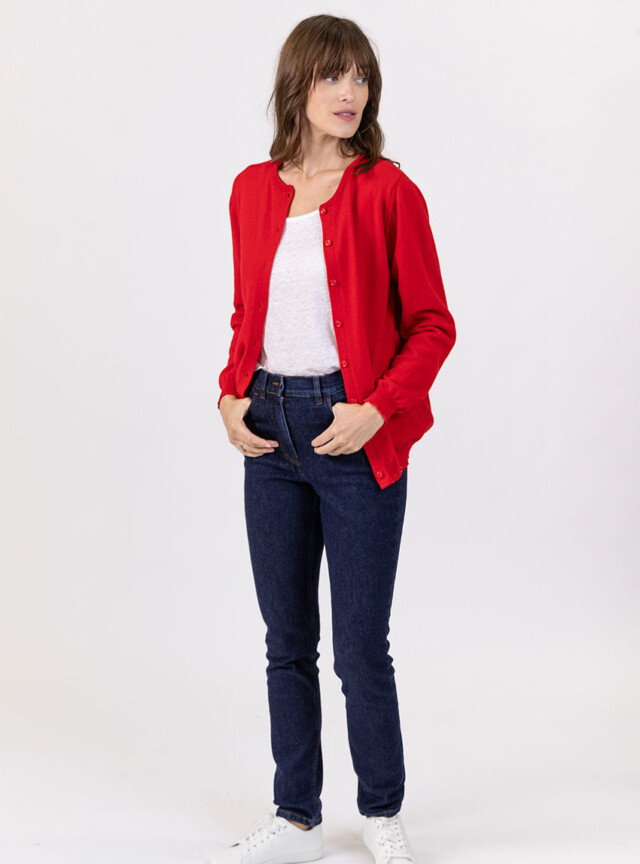 Maison Solfin - Cardigan femme en cachemire rouge – 50
