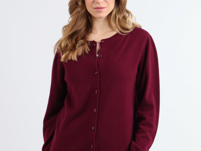 5747 rouge grenat cardigan 1 Maison Solfin - Cardigan femme en cachemire rouge grenat – 50