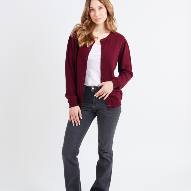 Maison Solfin - Cardigan femme en cachemire rouge grenat – 50