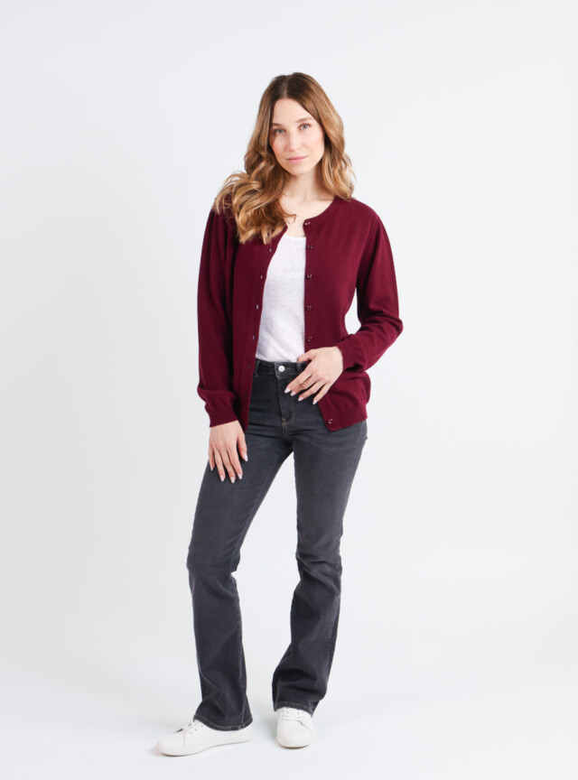 Maison Solfin - Cardigan femme en cachemire rouge grenat – 50