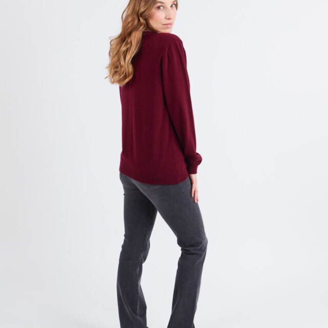 Maison Solfin - Cardigan femme en cachemire rouge grenat – 50