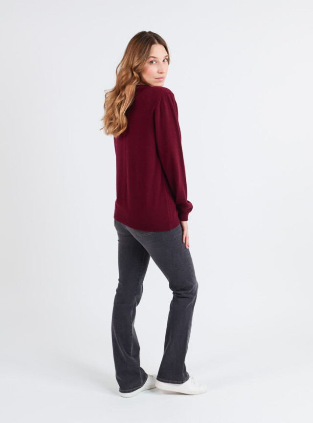 Maison Solfin - Cardigan femme en cachemire rouge grenat – 50