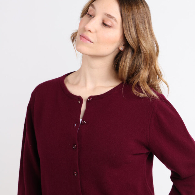 Maison Solfin - Cardigan femme en cachemire rouge grenat – 50
