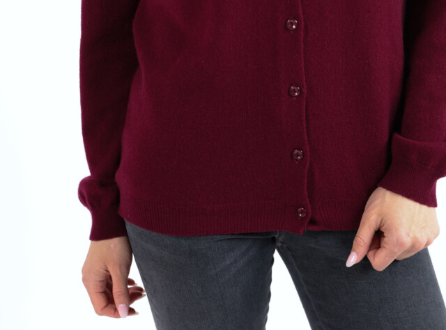 Maison Solfin - Cardigan femme en cachemire rouge grenat – 50