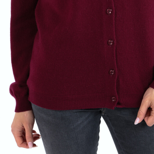 Maison Solfin - Cardigan femme en cachemire rouge grenat – 50