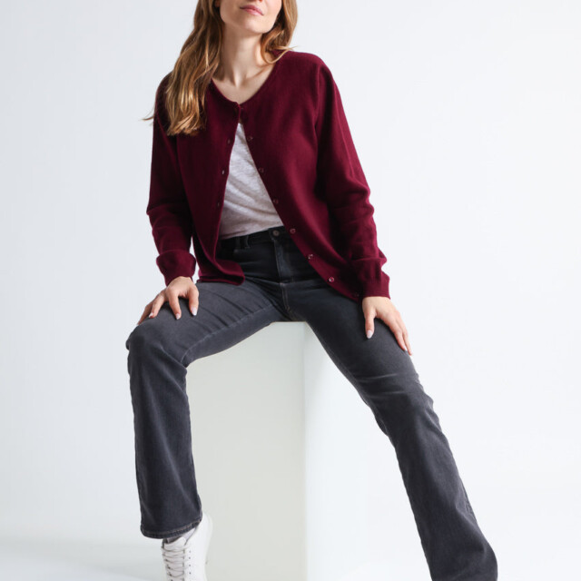 Maison Solfin - Cardigan femme en cachemire rouge grenat – 50