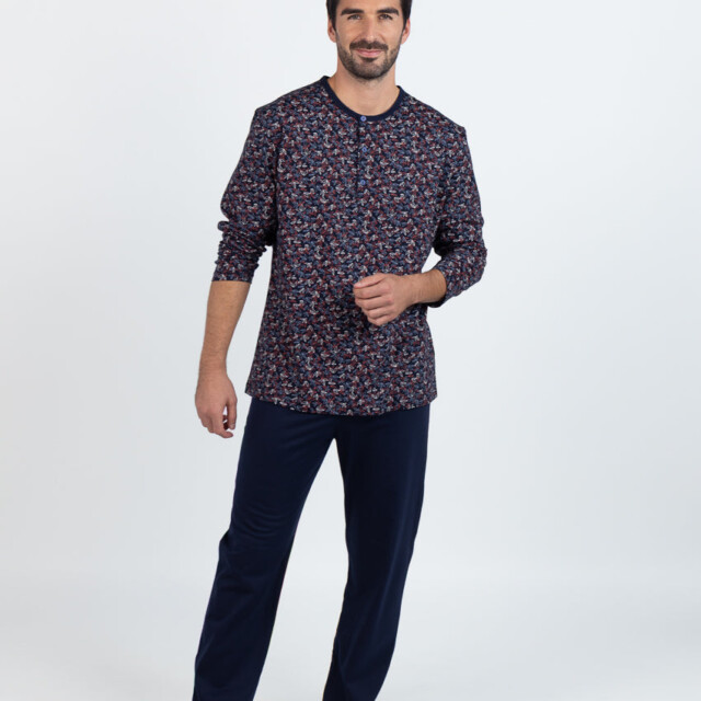 Maison-solfin - Pyjama homme en coton imprimé feuilles rouges – 6