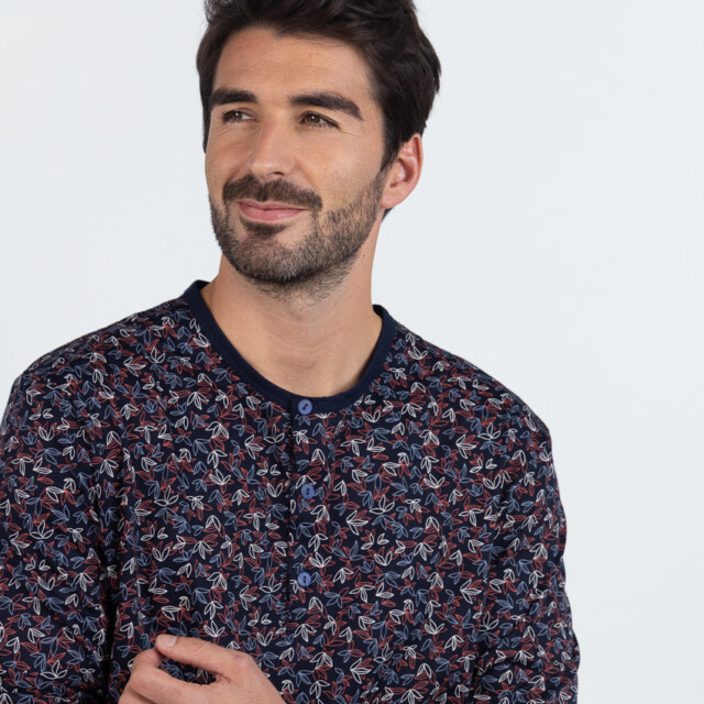 Maison-solfin - Pyjama homme en coton imprimé feuilles rouges – 6