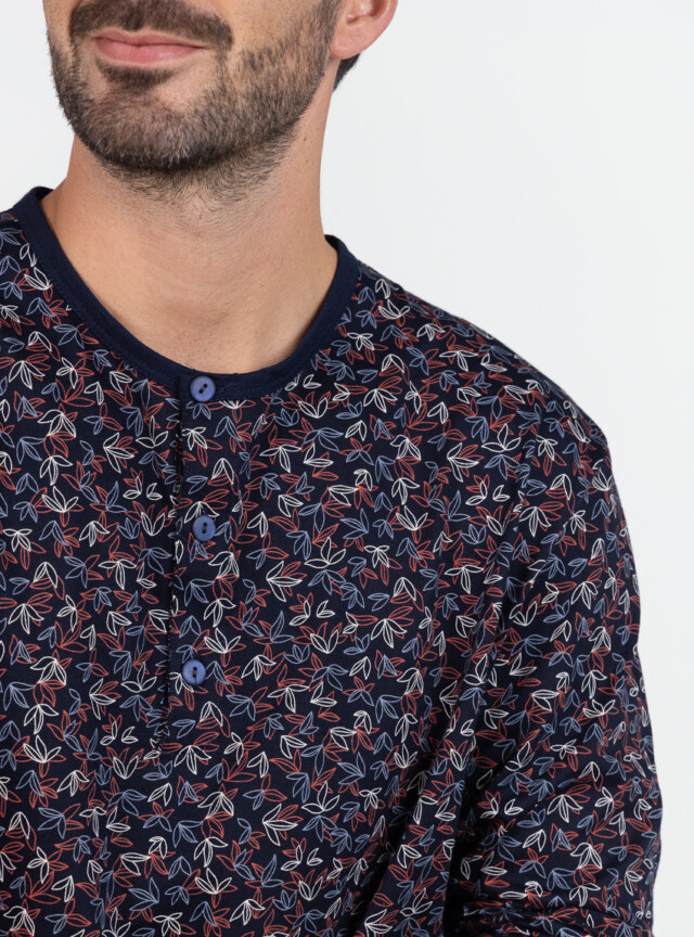 Maison-solfin - Pyjama homme en coton imprimé feuilles rouges – 6
