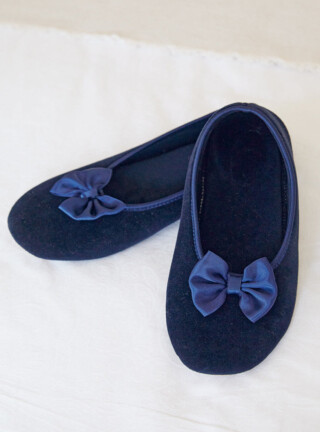 MAISON SOLFIN - Chaussons ballerines femme en coton bleu marine