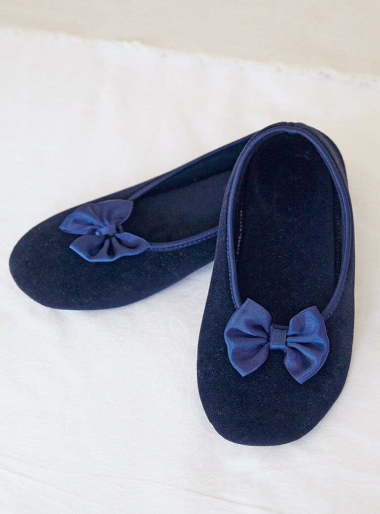 Maison-solfin - Chaussons ballerines femme en coton bleu marine – 41/42