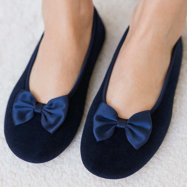 Maison-solfin - Chaussons ballerines femme en coton bleu marine – 41/42