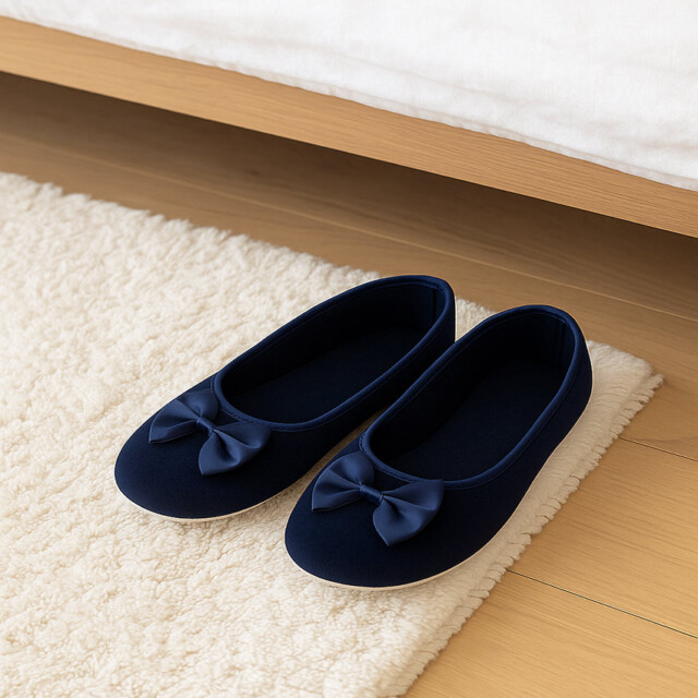 Maison-solfin - Chaussons ballerines femme en coton bleu marine – 41/42