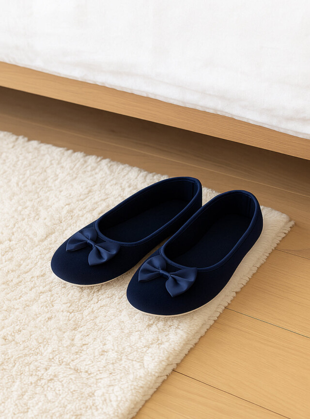 Maison-solfin - Chaussons ballerines femme en coton bleu marine – 41/42