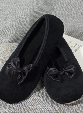 MAISON SOLFIN - Chaussons ballerines femme en coton noir