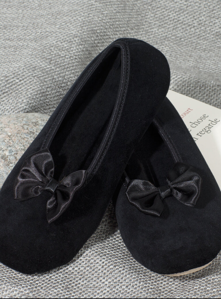 Maison-solfin - Chaussons ballerines femme en coton noir – 41/42