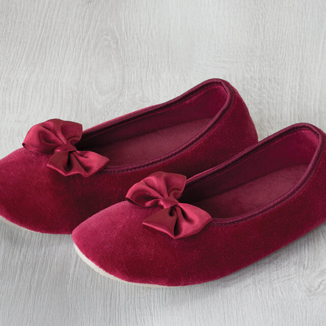 Maison-solfin - Chaussons ballerines femme en coton rouge bordeaux – 41/42