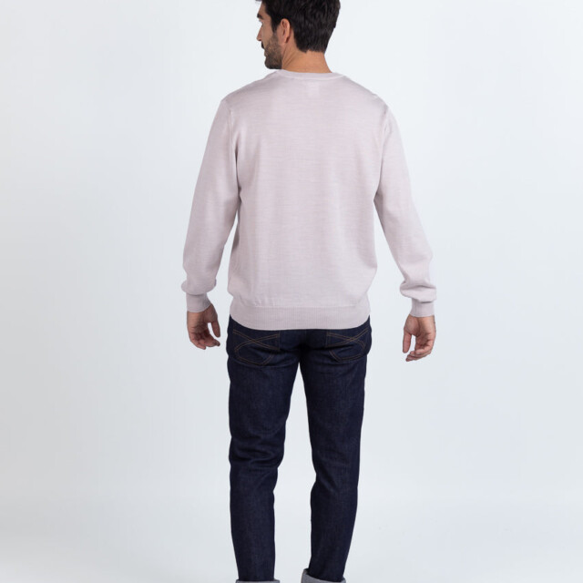 Maison Solfin - Pull homme col V 100% mérinos beige naturel – 6
