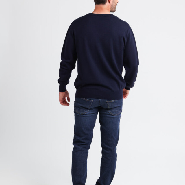 Maison-solfin - Pull homme col V 100% laine mérinos bleu marine – 6