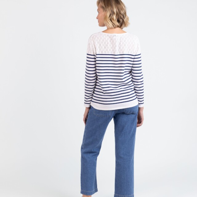 Maison Solfin - Marinière femme blanche en coton – 50