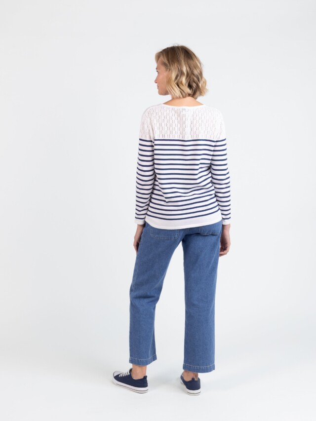 Maison Solfin - Marinière femme blanche en coton – 50
