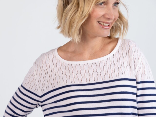 Maison Solfin - Marinière femme blanche en coton – 50