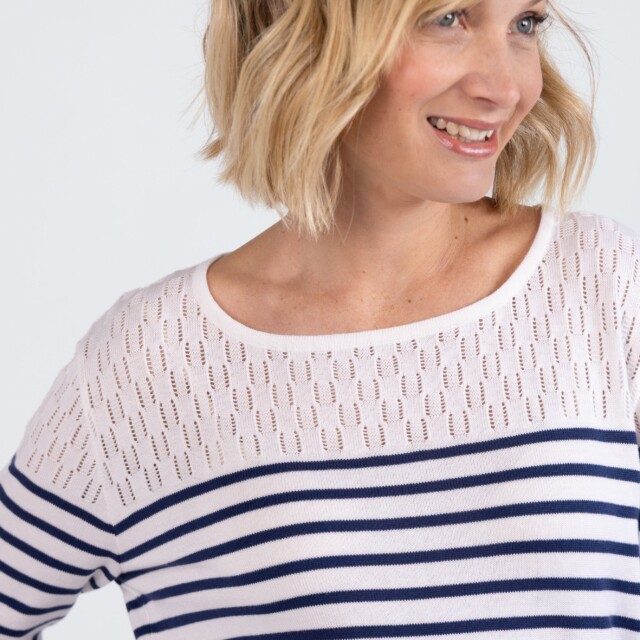 Maison Solfin - Marinière femme blanche en coton – 50