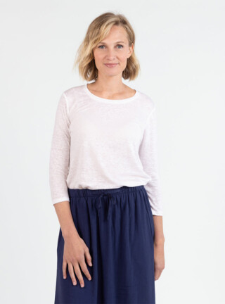 MAISON SOLFIN - Tee-shirt femme en lin manches 3/4 blanc