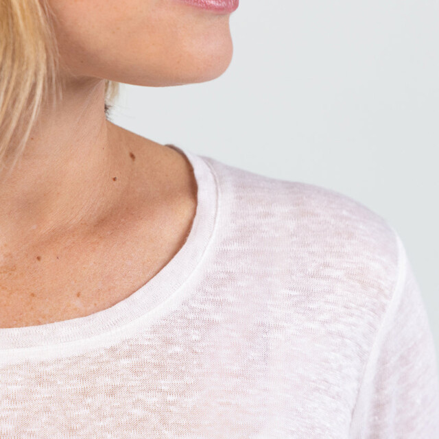 Maison-solfin - Tee-shirt femme en lin manches 3/4 blanc – 4