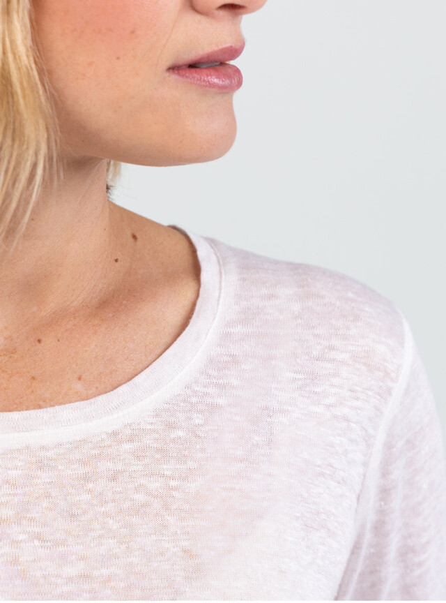 Maison-solfin - Tee-shirt femme en lin manches 3/4 blanc – 4