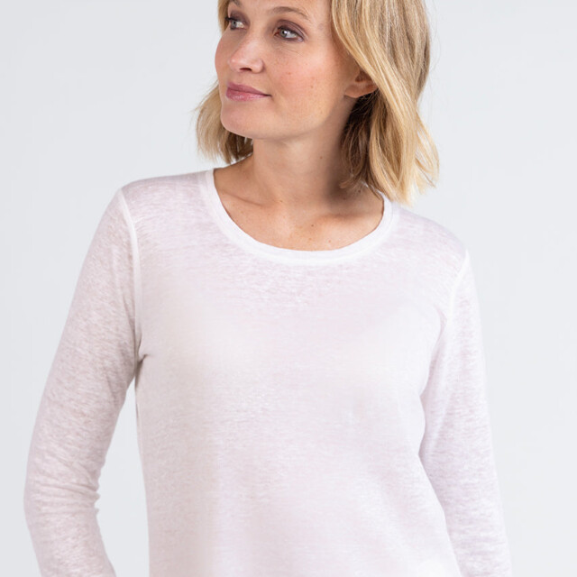 Maison-solfin - Tee-shirt femme en lin manches 3/4 blanc – 4